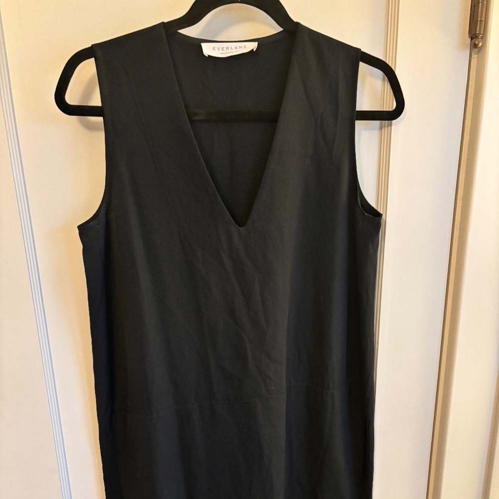 Everlane Black Japanese GoWeave Sleeveless V-Neck Dress